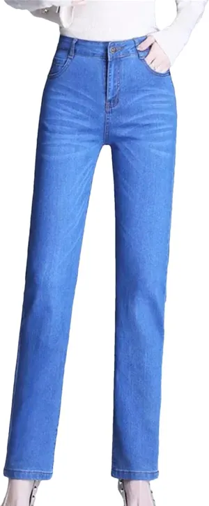 Women Vintage Skinny Stretch Straight Jeans Fashion Casual High Waist Slim Pencil Denim Pants