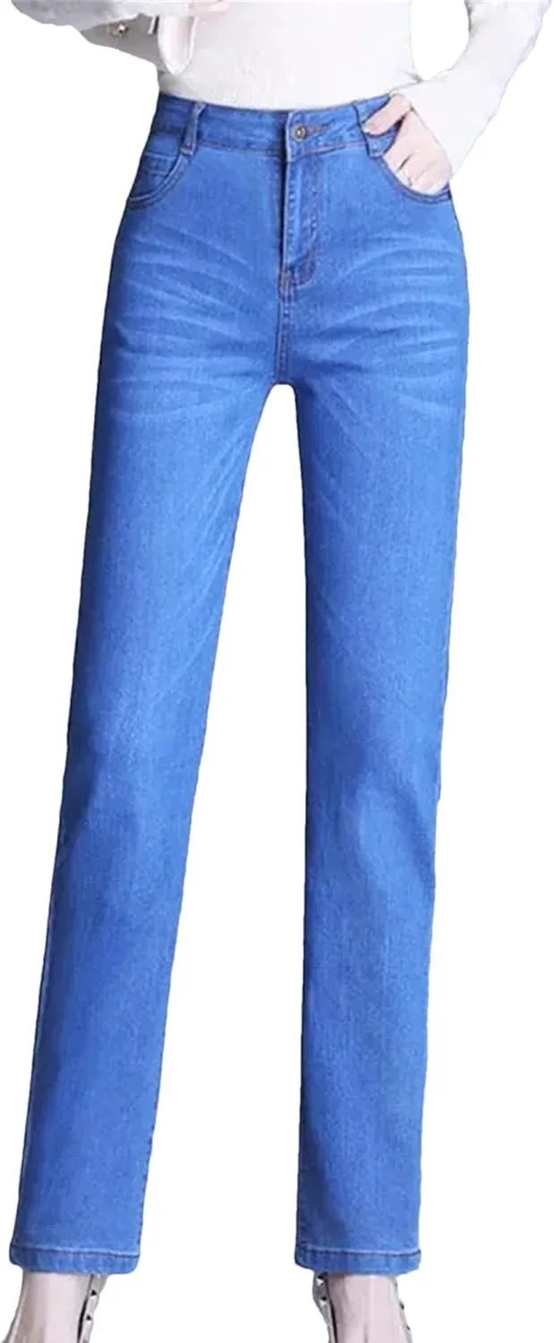 Women Vintage Skinny Stretch Straight Jeans Fashion Casual High Waist Slim Pencil Denim Pants