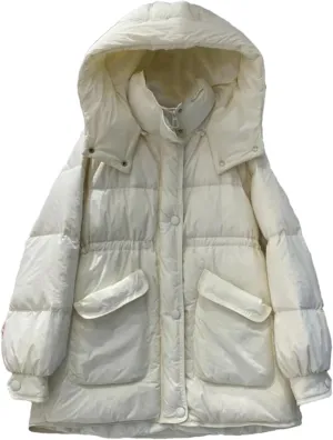Women Winter Coats Hooded Down Jacket Mid-Length Parkas Fashion Down Puffer Coat