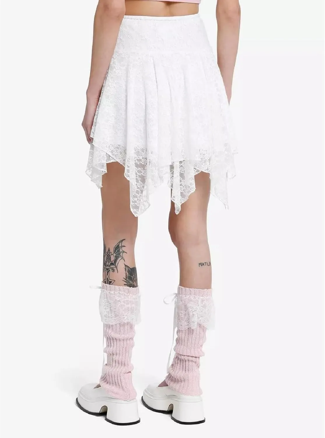 Women Y2k Lace Mini Skirt Elastic Low Rise Ruffle Half Slip Skirt Layered Pleated Flowy Short Skirt Streetwear