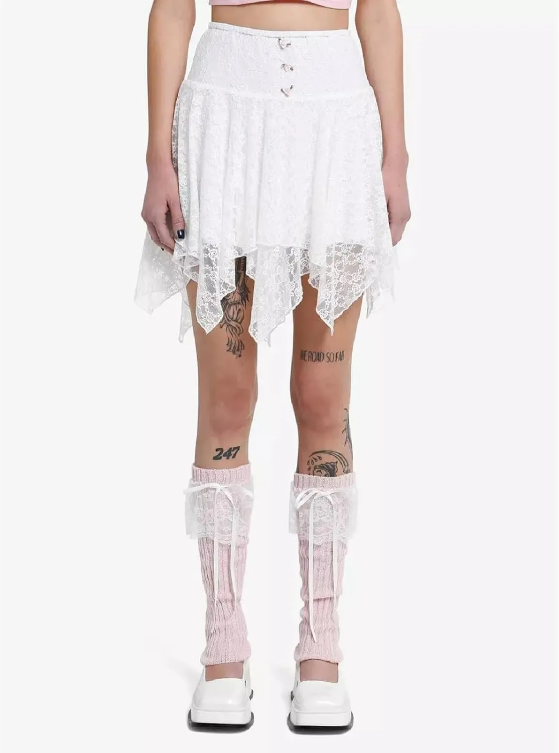 Women Y2k Lace Mini Skirt Elastic Low Rise Ruffle Half Slip Skirt Layered Pleated Flowy Short Skirt Streetwear