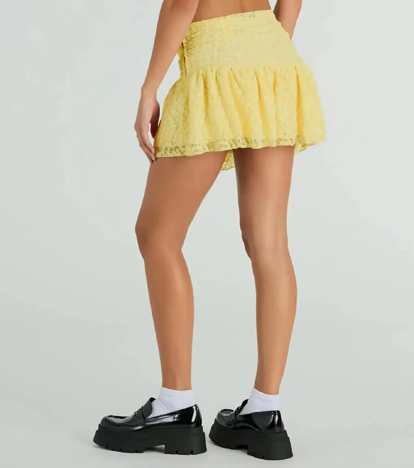 Women Y2k Lace Mini Skirt Sexy Tiered Flowy Ruffle Half Slip Skirt Low Rise Layered Pleated Short Skirt Underskirt