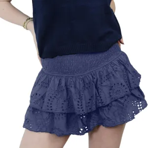 Women Y2k Lace Mini Skirts Low Waist Floral Pleated Short Skirts A Line Solid Color Going Out Short Skirts