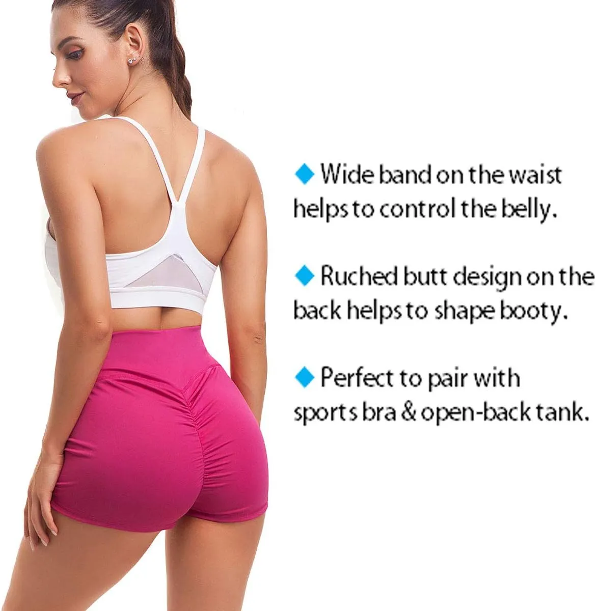 Women Yoga Shorts Ruched Booty High Waisted Gym Workout Shorts Butt Lifting Hot Pants