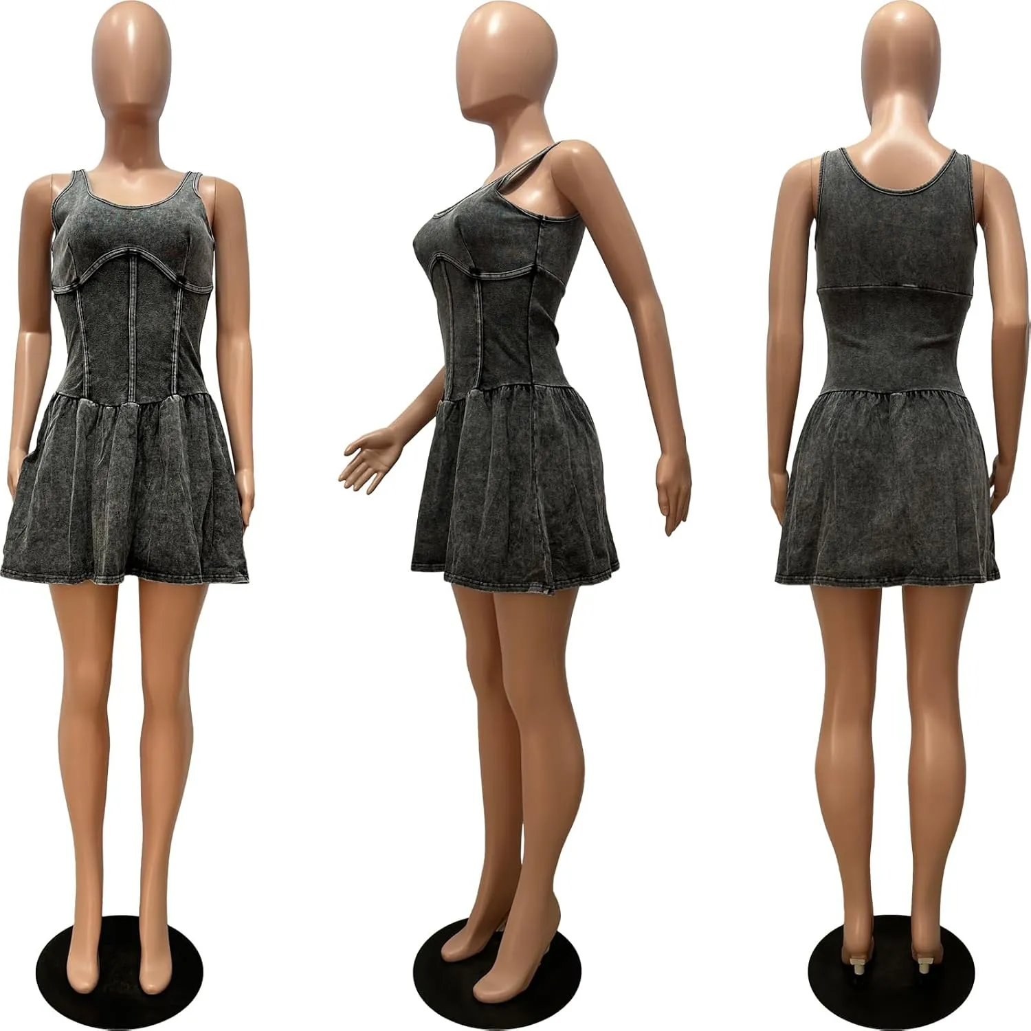 Women's Backless Flare Halter Short Dress Sleeveless A Line Mini Bodycon Dresses
