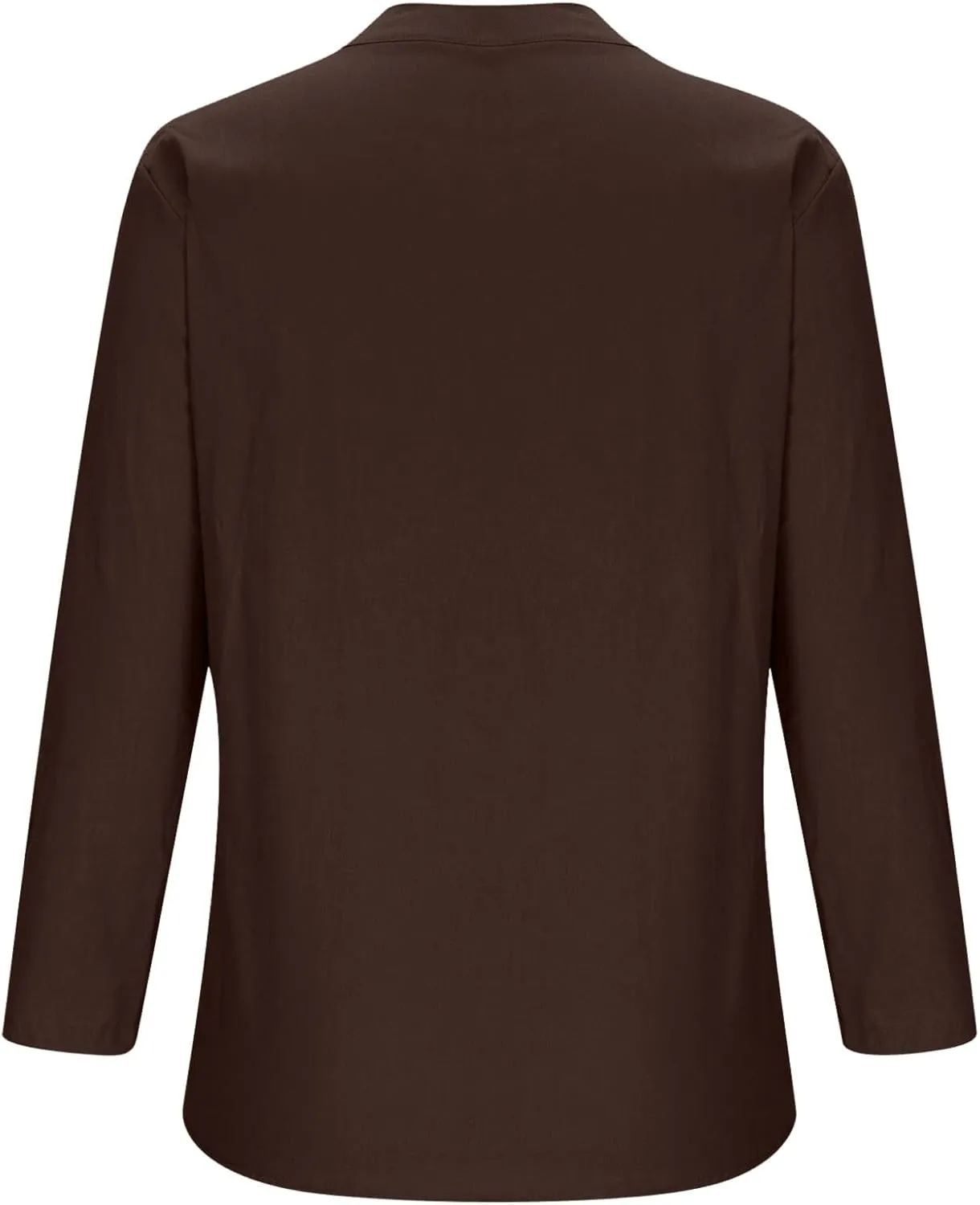 Womens Cotton Button Down Shirt Work Office Long Sleeve Crew Neck Basic Simple T Shirts Tee