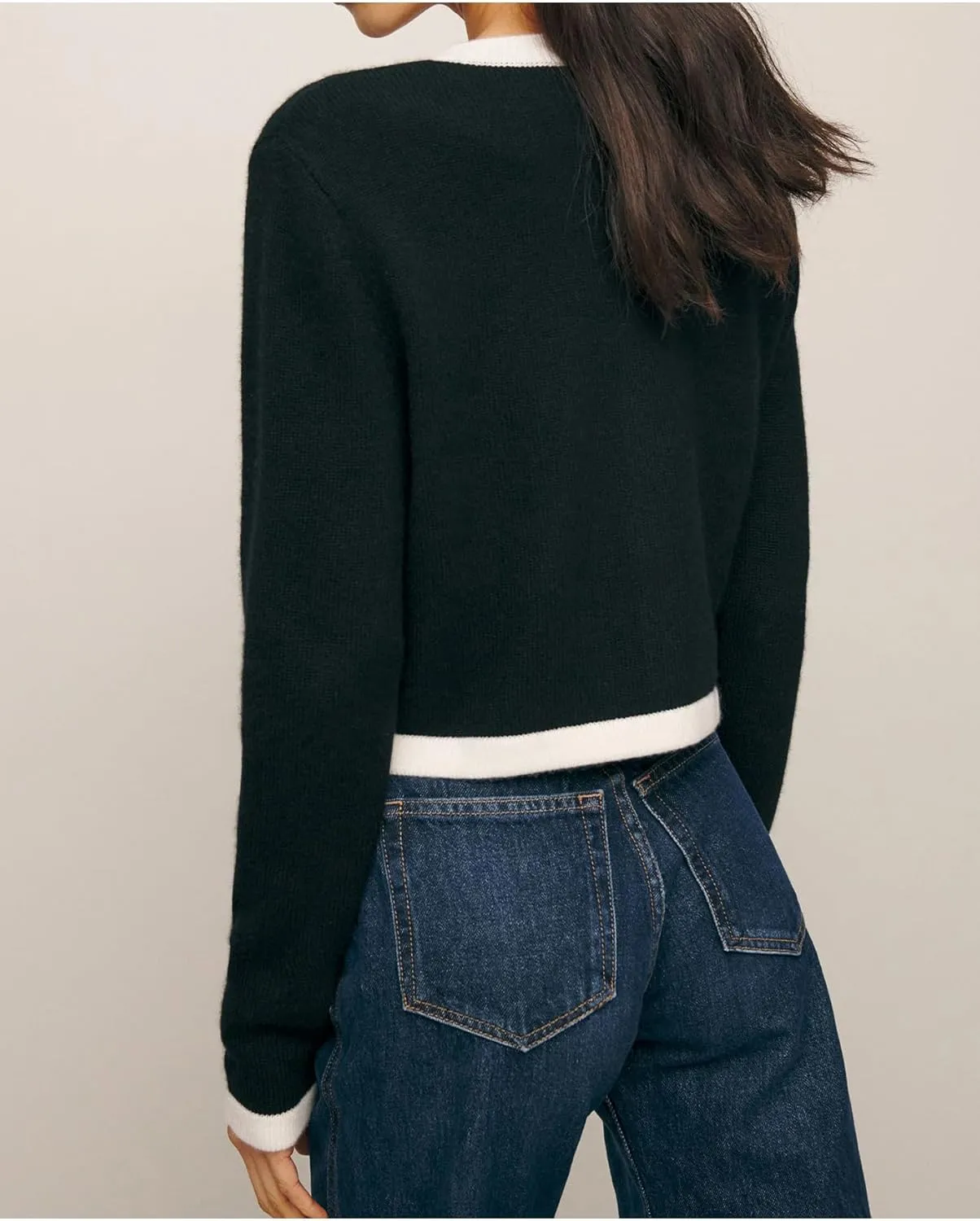 Women's Cropped Cardigan Sweaters Color Blocked Open Front Lightweight Button Down Knit Lady Jackets