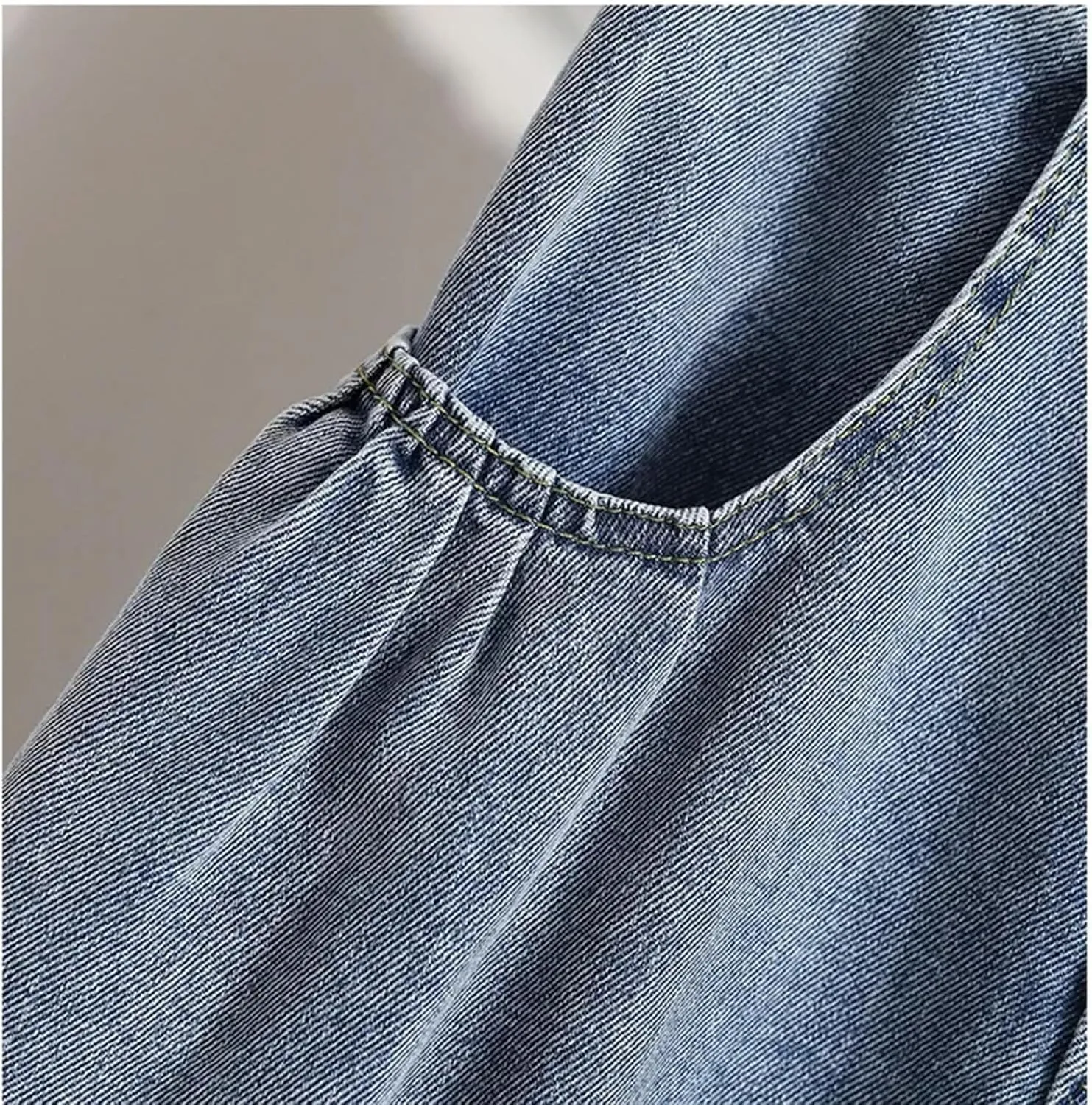 Women's High Waist Denim Skirt Summer Casual Pleated A-Line Midi Jean Skirt