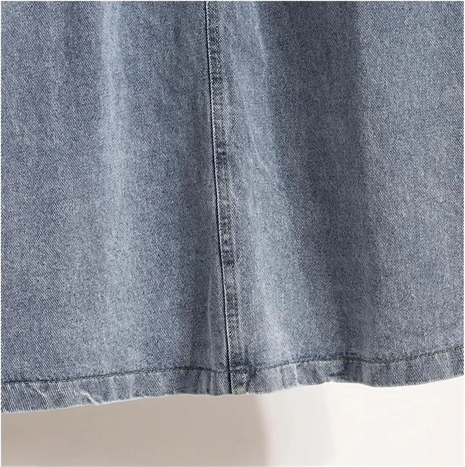 Women's High Waist Denim Skirt Summer Casual Pleated A-Line Midi Jean Skirt