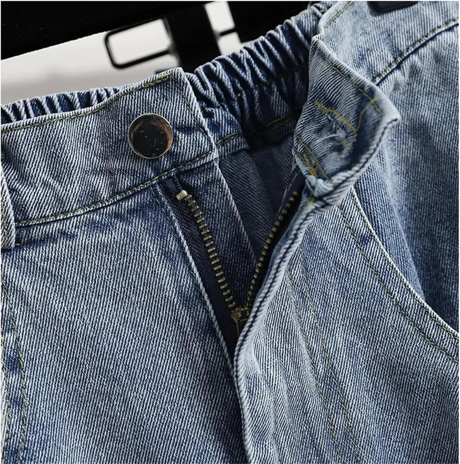 Women's High Waist Denim Skirt Summer Casual Pleated A-Line Midi Jean Skirt