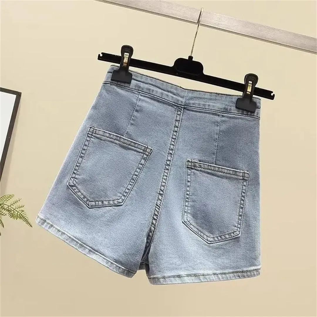 Women's High Waist Style Denim Mini Skirt Spring Summer Design A- Line Half-Length Anti-Exposure Skirt