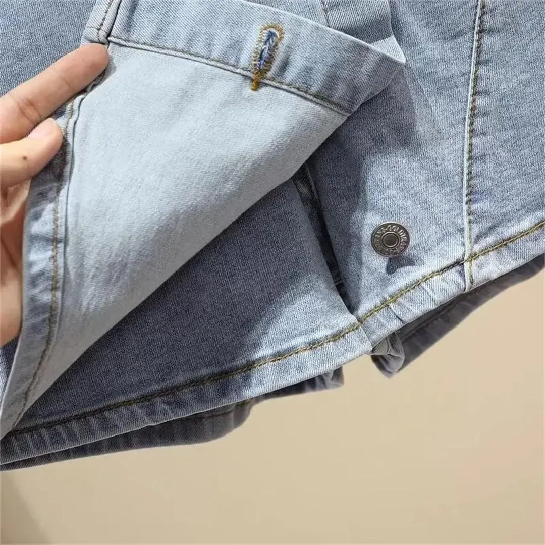 Women's High Waist Style Denim Mini Skirt Spring Summer Design A- Line Half-Length Anti-Exposure Skirt