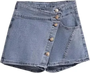 Women's High Waist Style Denim Mini Skirt Spring Summer Design A- Line Half-Length Anti-Exposure Skirt