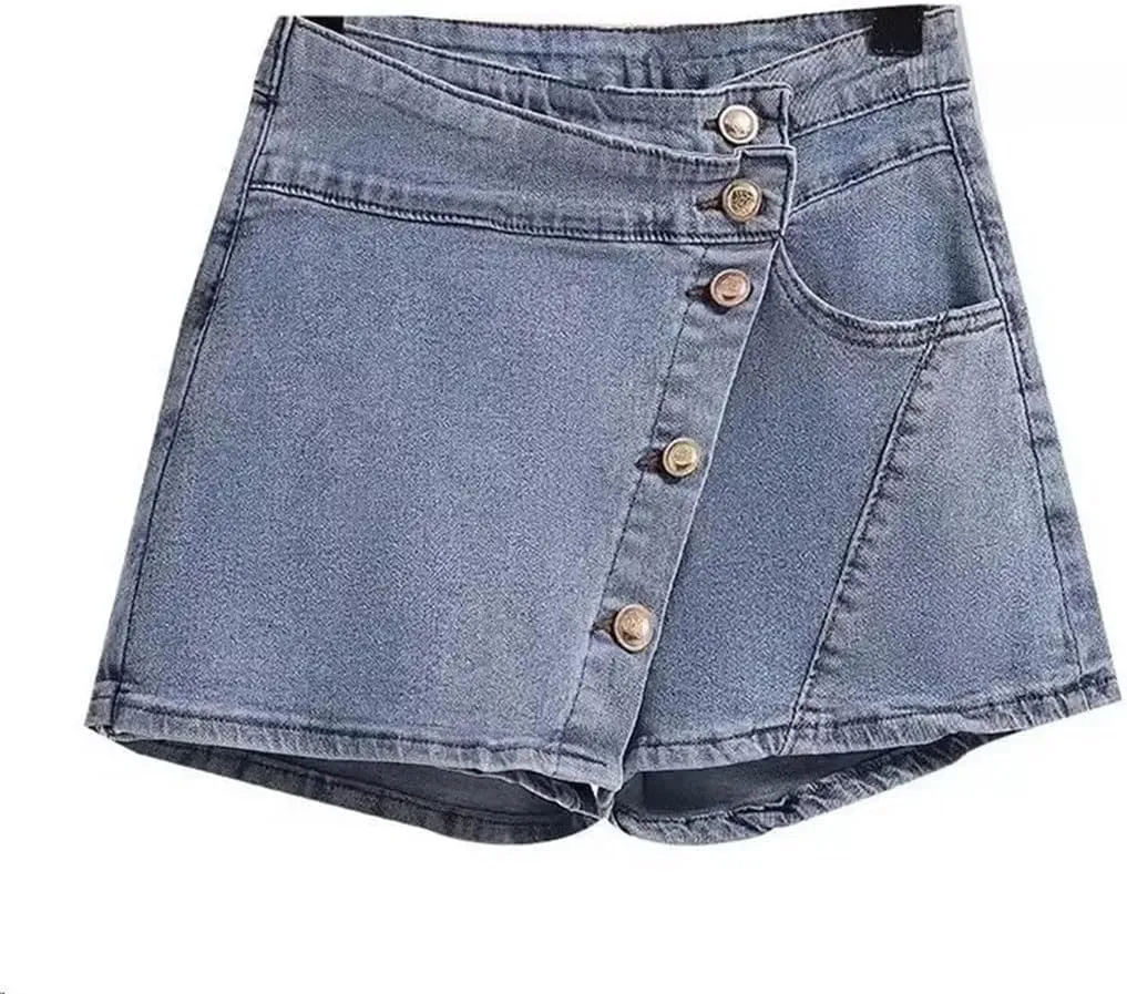 Women's High Waist Style Denim Mini Skirt Spring Summer Design A- Line Half-Length Anti-Exposure Skirt