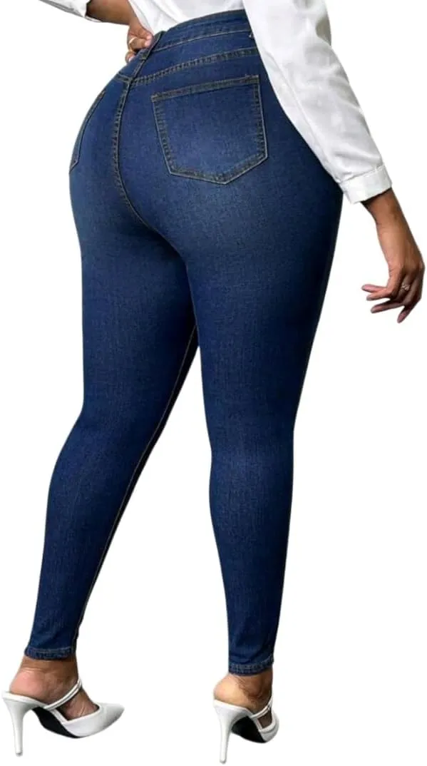 Women's High-Waisted Plus Size Skinny Denim Jeans.