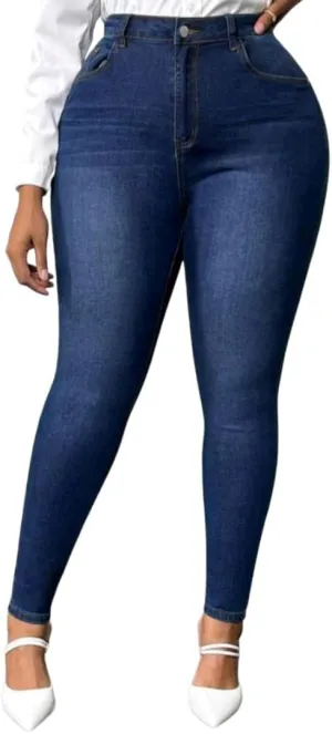 Women's High-Waisted Plus Size Skinny Denim Jeans.