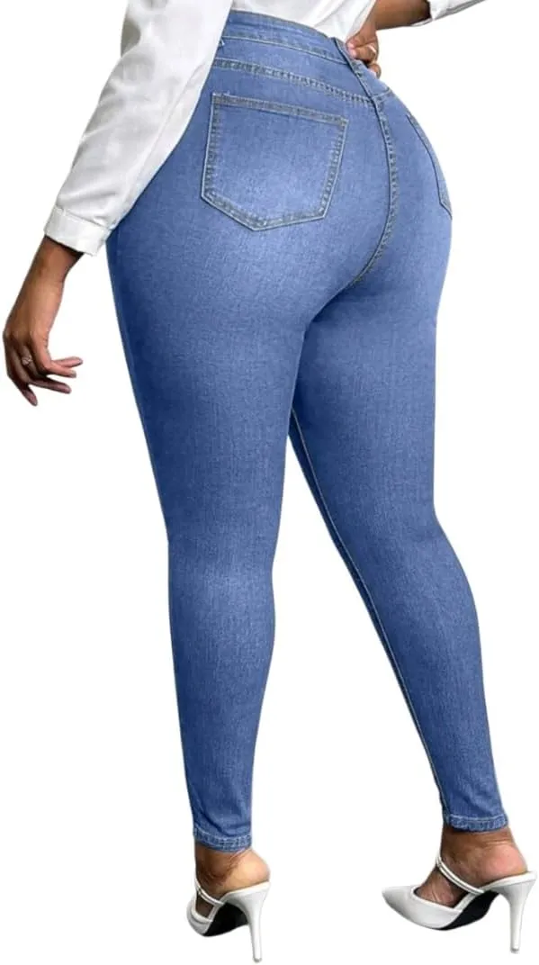 Women's High-Waisted Plus Size Skinny Denim Jeans.