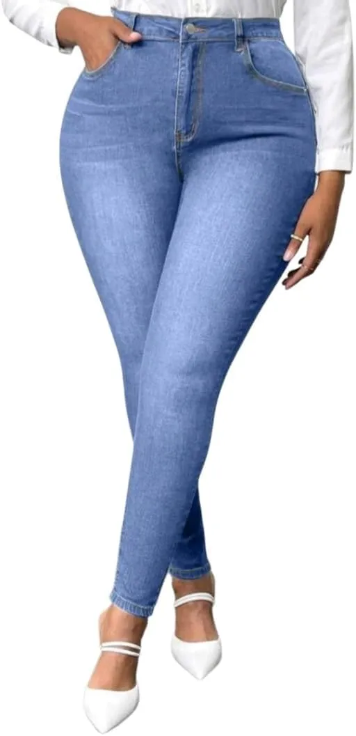 Women's High-Waisted Plus Size Skinny Denim Jeans.