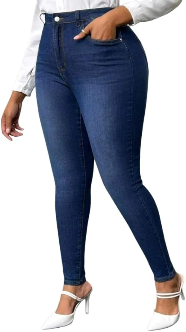 Women's High-Waisted Plus Size Skinny Denim Jeans.