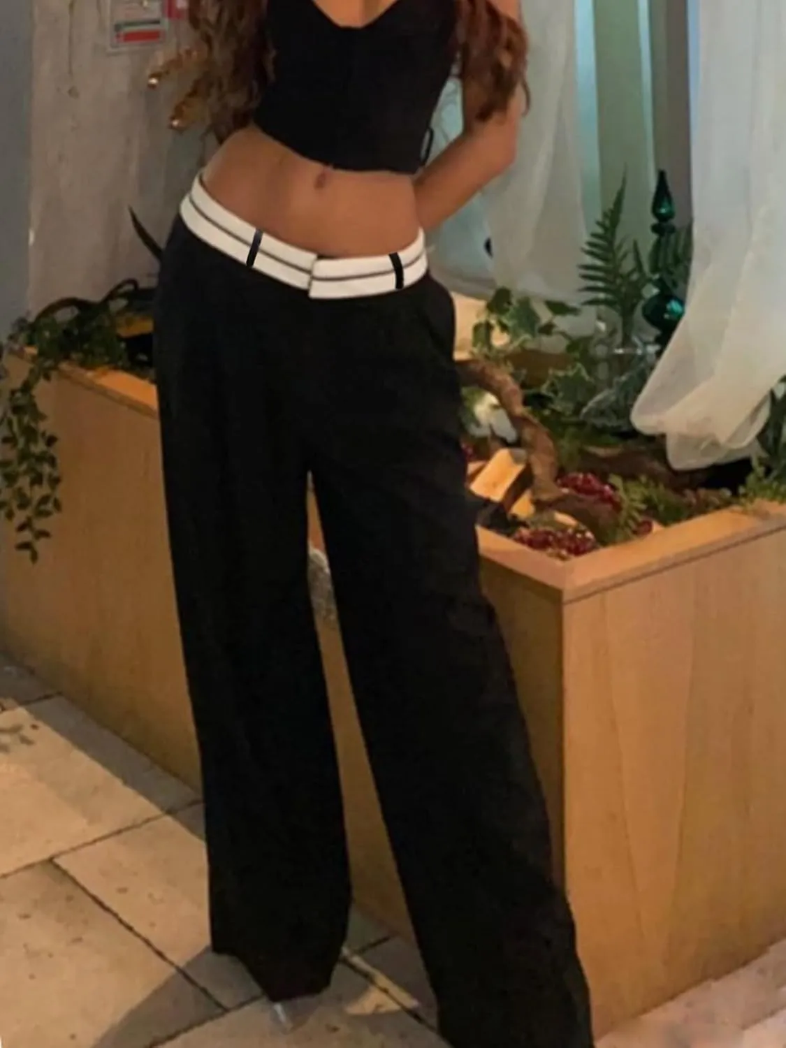 Women's High Waisted Wide Leg Pants Business Work Trousers with Pocket Long Straight Suit Pants