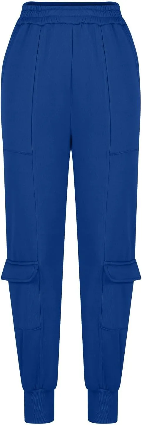 Women's Jogger Pant Fall Trendy Elastic Vertical Crop Solid Pant Straight Leg Ankle Bind Slim Sweatpant with Pocket