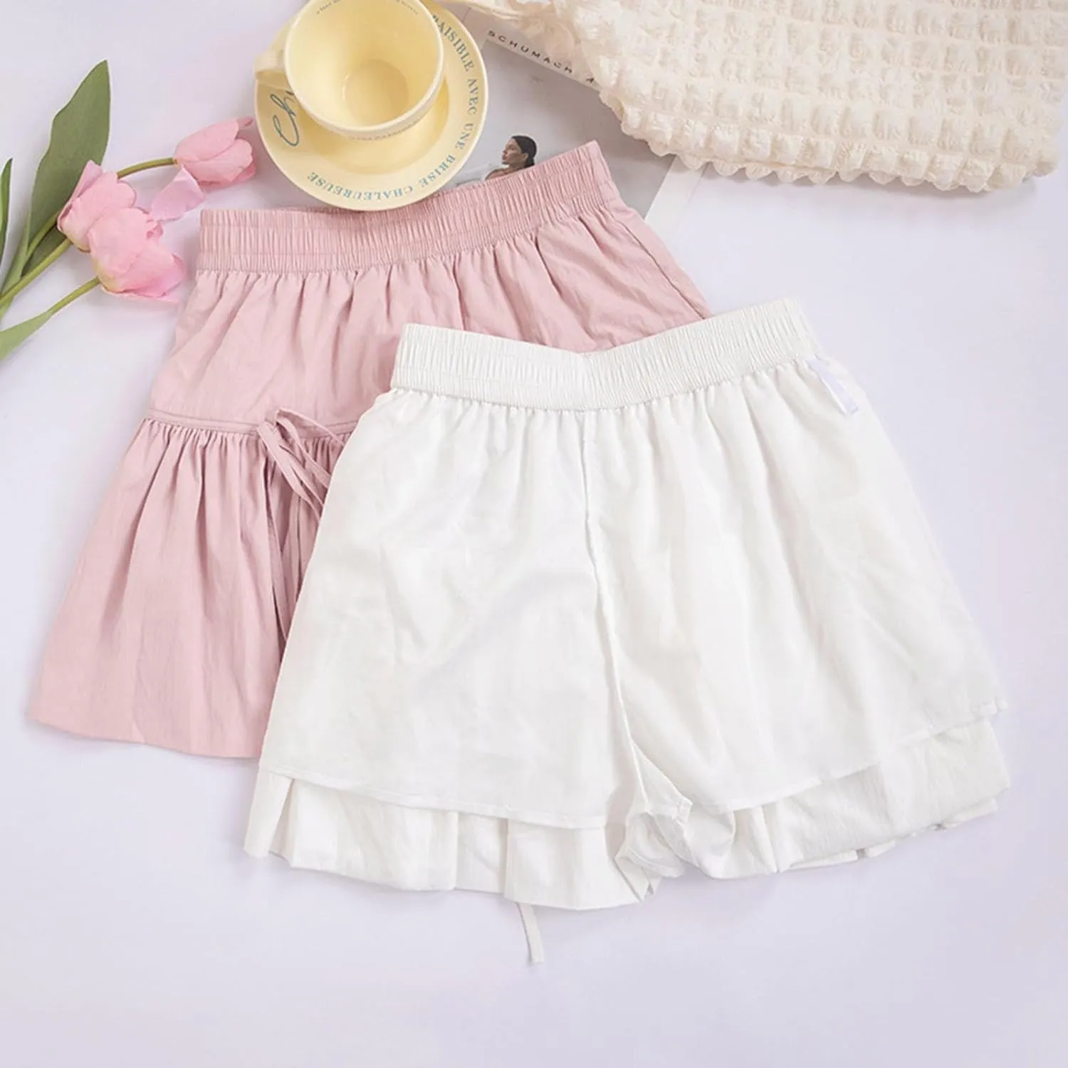 Womens Lace Patchwork Mini Pleated Skirts Irregular Layered Pleated Sexy Elastic Waist Ruffles Lingerie Short Skirts
