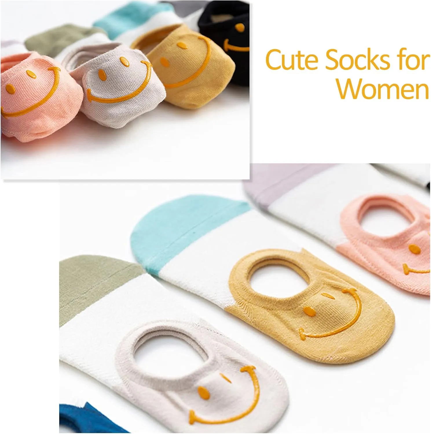 Womens No Show Socks 5 Pairs Invisible Cute Socks Womens Low Cut Socks Hidden Non Slip Socks Breathable Thin Socks