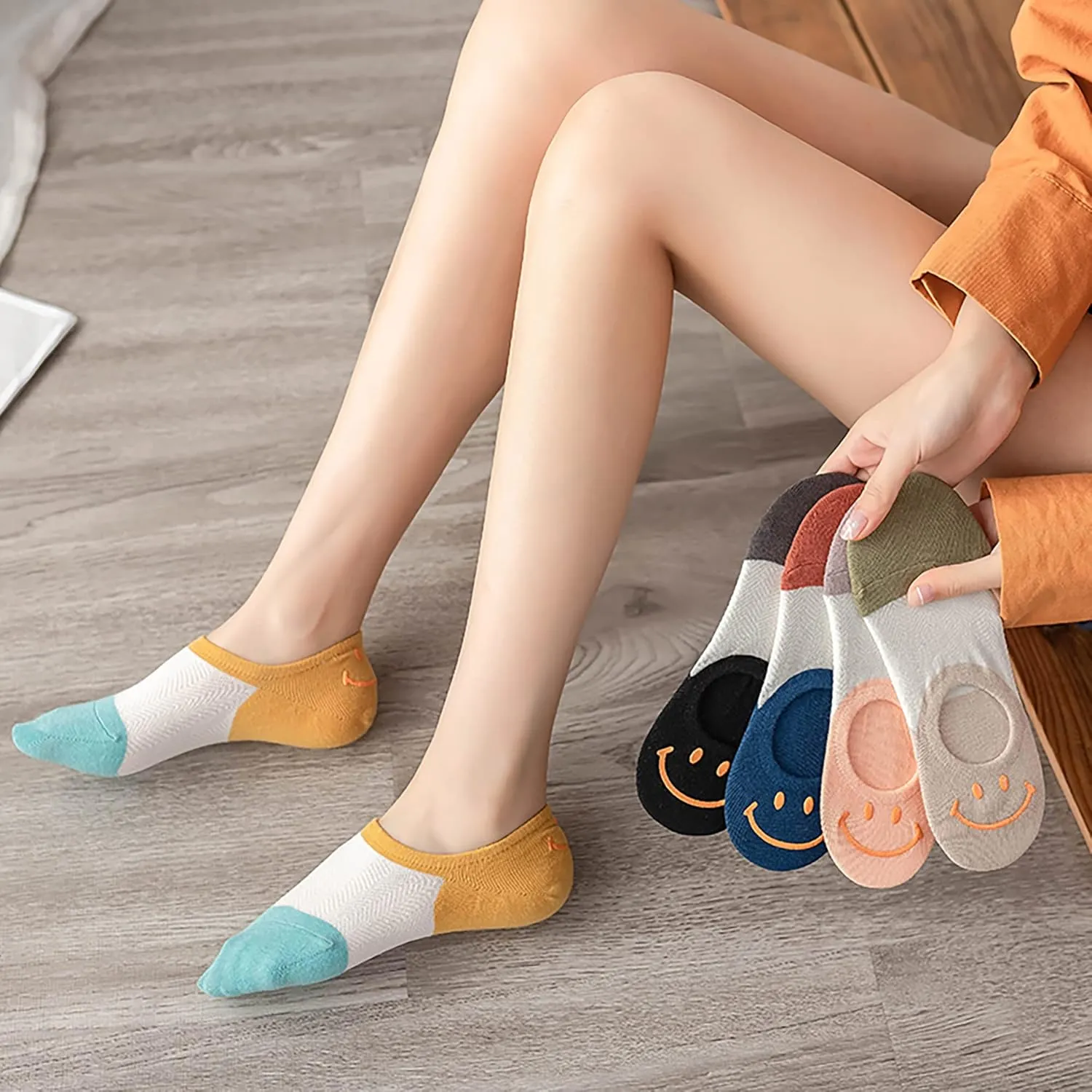 Womens No Show Socks 5 Pairs Invisible Cute Socks Womens Low Cut Socks Hidden Non Slip Socks Breathable Thin Socks