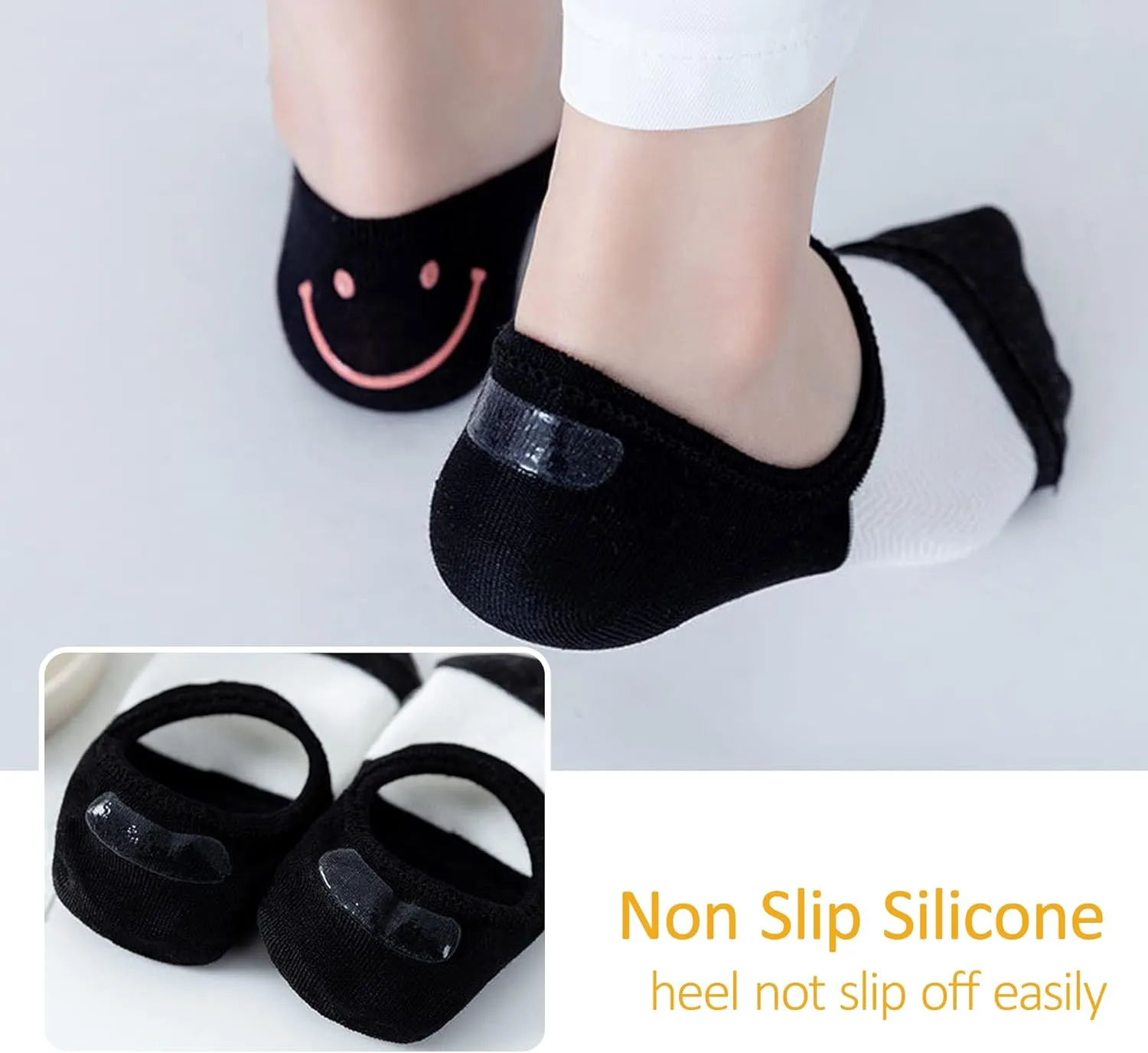 Womens No Show Socks 5 Pairs Invisible Cute Socks Womens Low Cut Socks Hidden Non Slip Socks Breathable Thin Socks