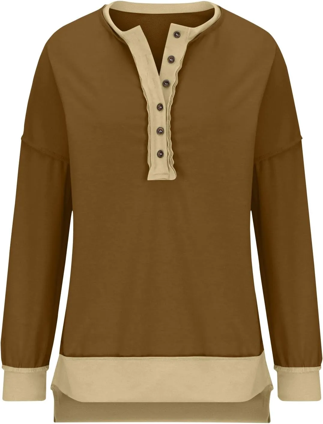 Women's Oversized Sweatshirts Long Sleeve Henley Button Down Pullover Hoodies Tunic Tops 2024 Trendy Fall Clothes