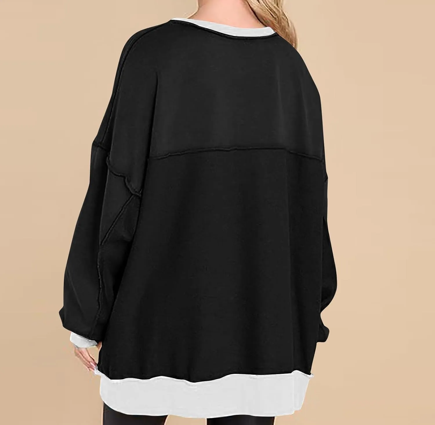 Women's Oversized Sweatshirts Long Sleeve Henley Button Down Pullover Hoodies Tunic Tops 2024 Trendy Fall Clothes