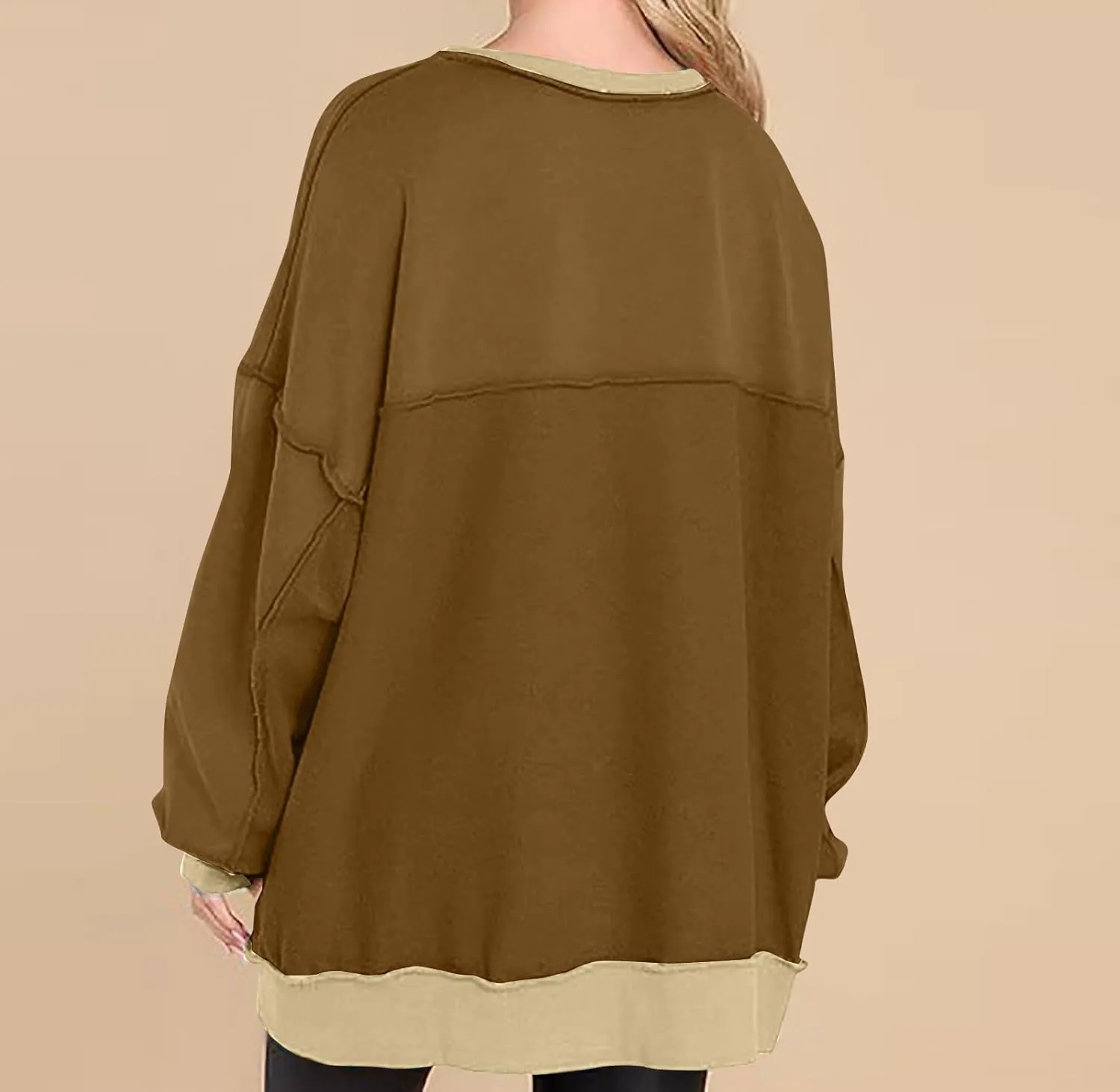 Women's Oversized Sweatshirts Long Sleeve Henley Button Down Pullover Hoodies Tunic Tops 2024 Trendy Fall Clothes