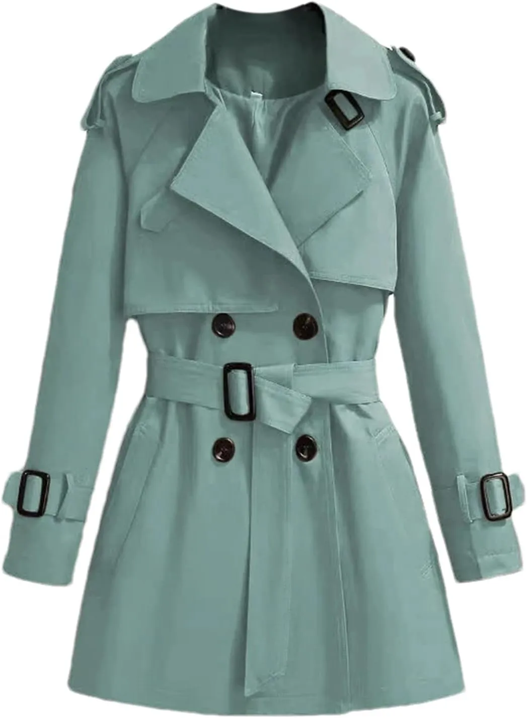 Women's Spring Trench Coat – Double-Breasted All-Match Casual Wind-Breaker Belted Loose Fit Medium Length Outerwear