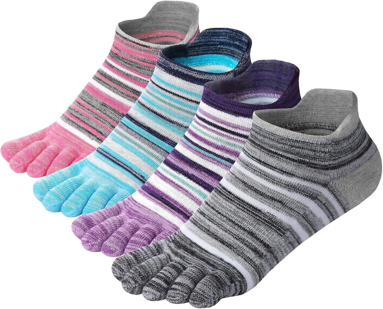 Women's Toe socks Cotton Lightweight No Show Five Fingers Running Socks 4 Pack
