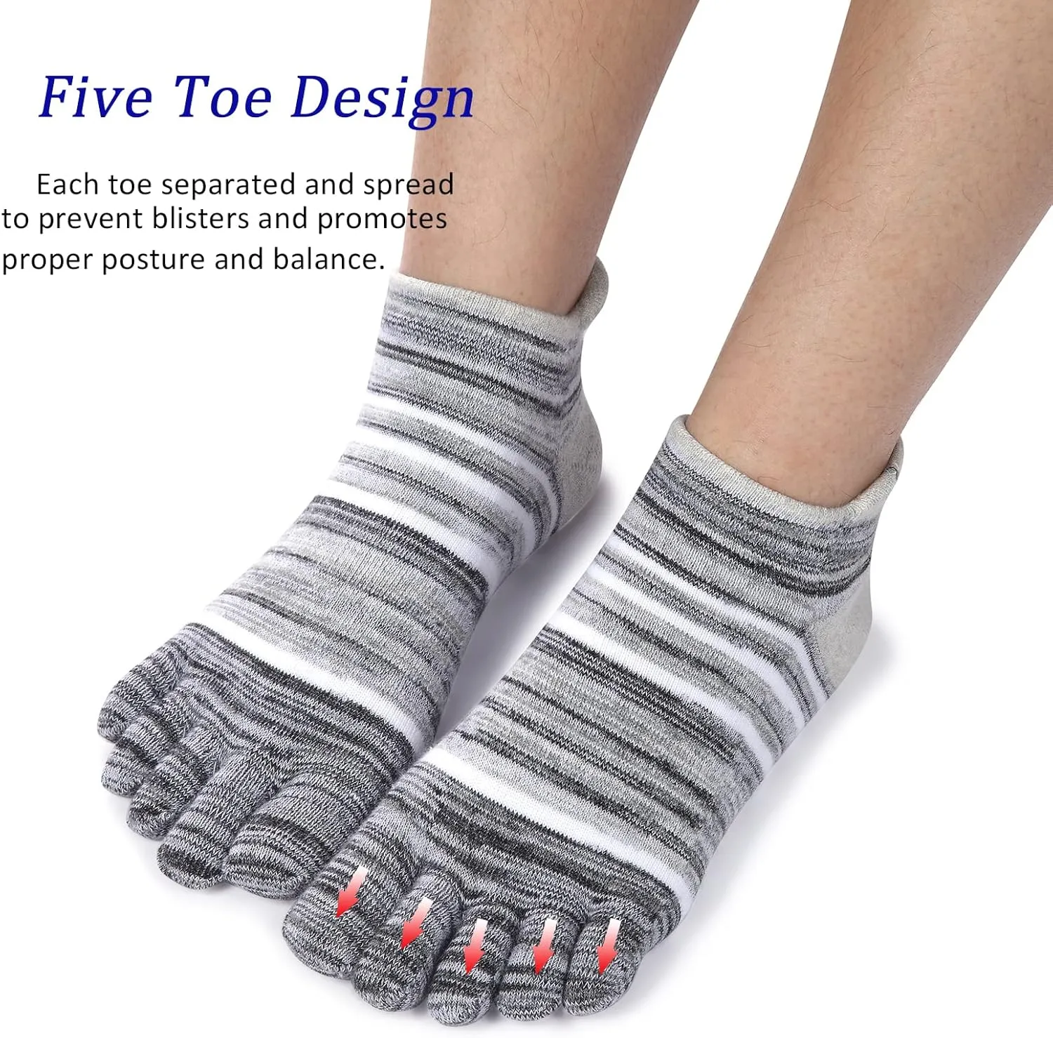 Women's Toe socks Cotton Lightweight No Show Five Fingers Running Socks 4 Pack
