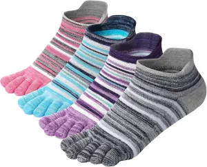 Women's Toe socks Cotton Lightweight No Show Five Fingers Running Socks 4 Pack