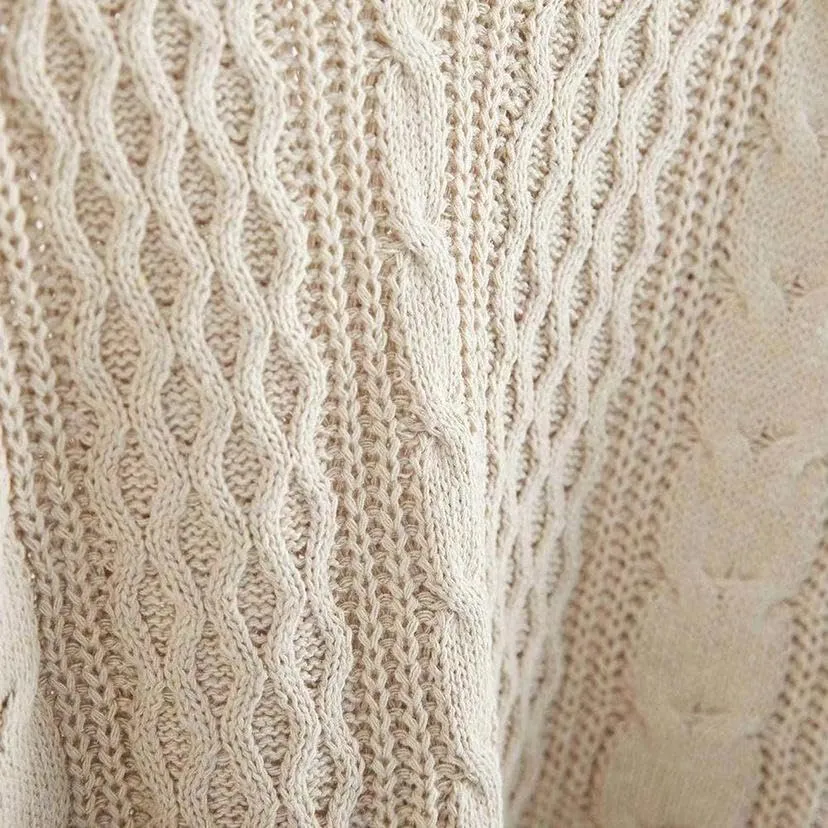 Womens V Neck Cable Knit Sweater Long Sleeve Chunky Sweater Fall Winter Fashion Casual Oversized Sweater Tops