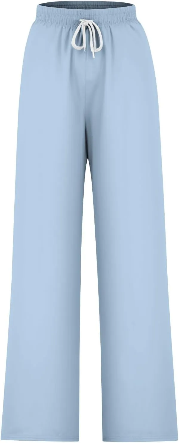 Womens Wide Leg Sweatpants Fall Plus Size Comfy Baggy Sweatpants Drawstring Loose Fit Lounge Pants Fall Fashion Outfits