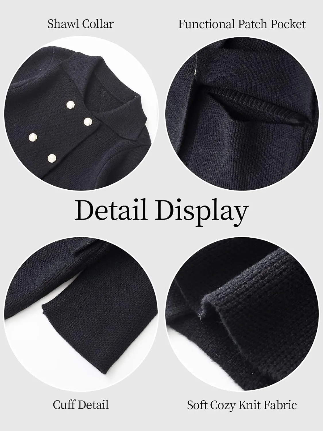 Women's Wool Blend Double-Breasted Peacoat Stylish Button-Down Lapel Blazer Jacket Cozy Thick Winter Cardigan