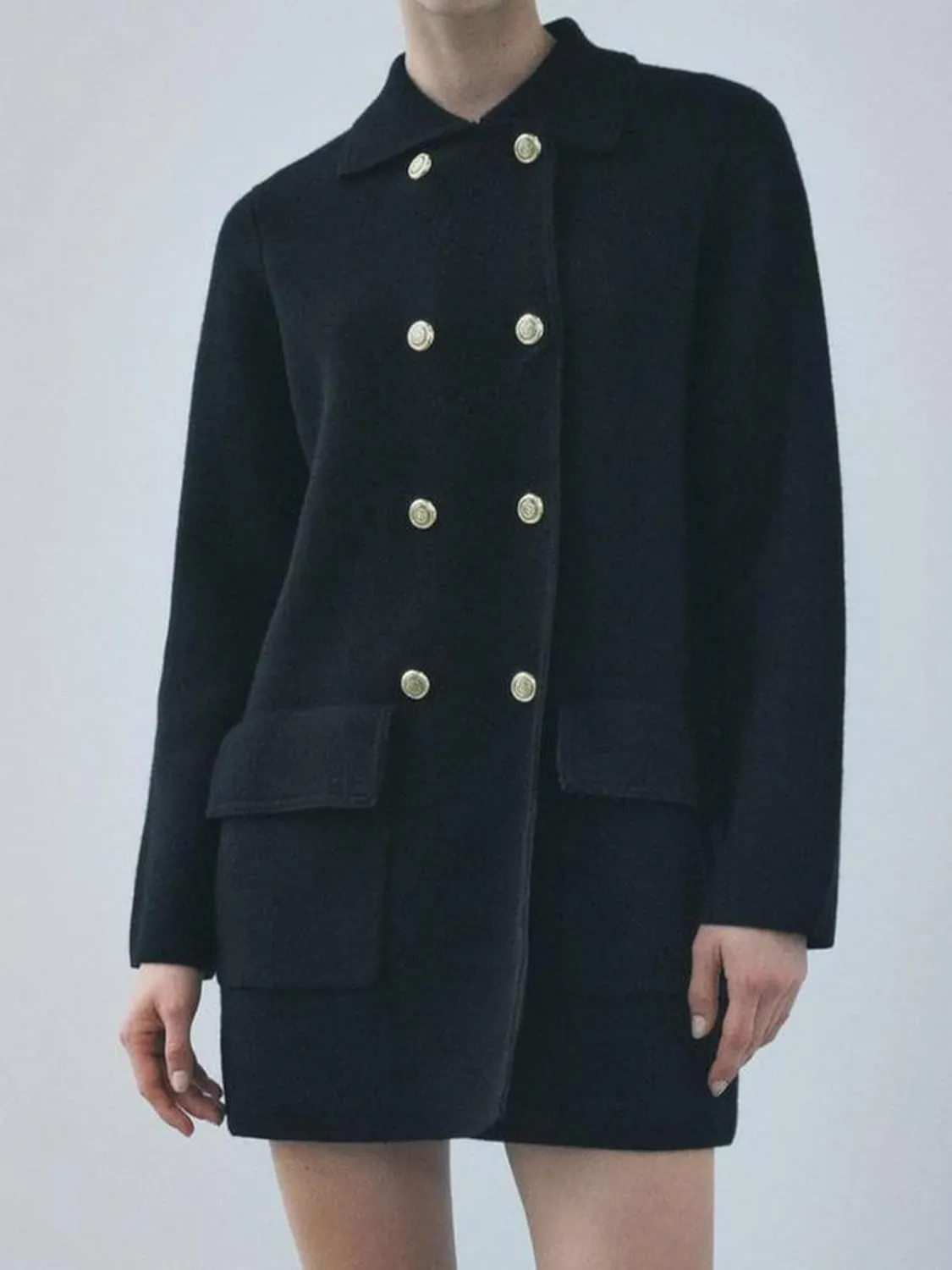 Women's Wool Blend Double-Breasted Peacoat Stylish Button-Down Lapel Blazer Jacket Cozy Thick Winter Cardigan