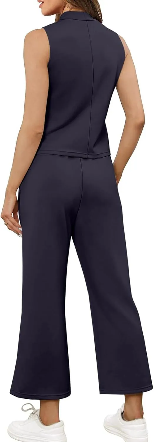 Workout Sets for Women Short Sleeve Wide Leg Pants Summer Sets Fitness Travel Outfits 2025 Sport Lounge Clothing