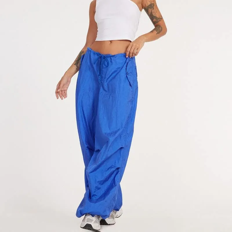 Y2K Harajuku Straight Wide Leg Cargo Pants Vintage Pockets Trousers Black Sweatpants Punk Baggy Pants 90s Girls