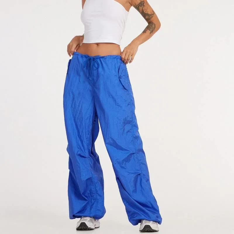 Y2K Harajuku Straight Wide Leg Cargo Pants Vintage Pockets Trousers Black Sweatpants Punk Baggy Pants 90s Girls
