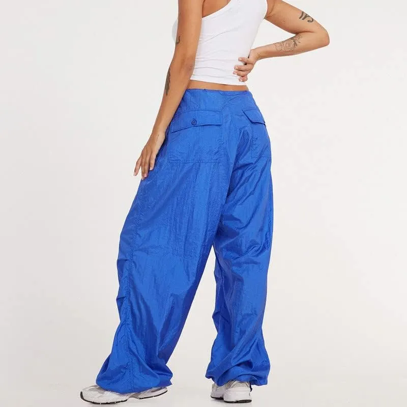 Y2K Harajuku Straight Wide Leg Cargo Pants Vintage Pockets Trousers Black Sweatpants Punk Baggy Pants 90s Girls