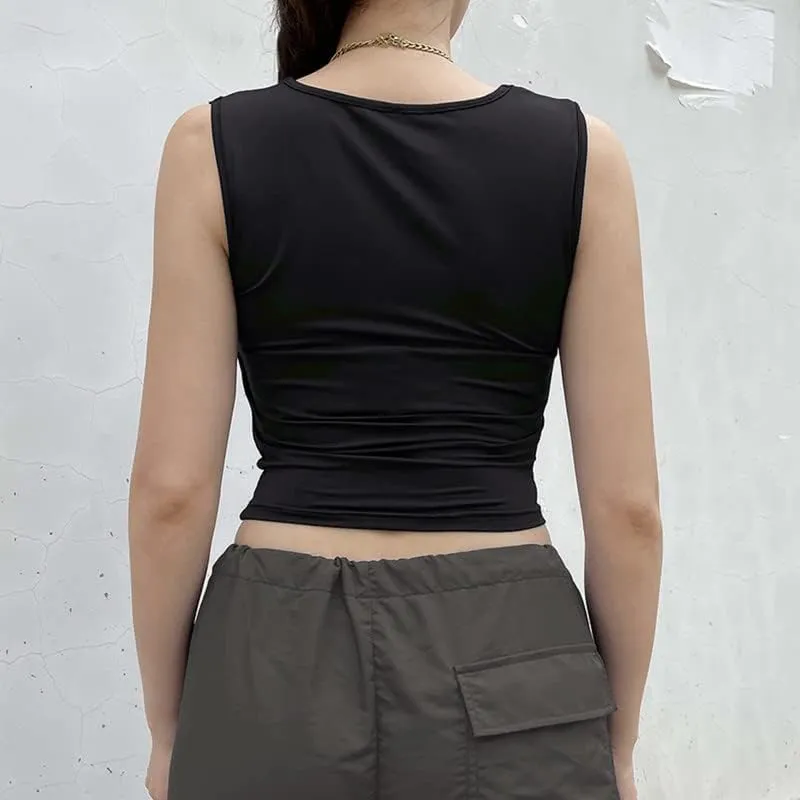 Y2K Sexy Lace V Neck Cami Crop Top Sleeveless Slim Fit Spaghetti Strap Tank Tops Crop Camisoles Summer Streetwear