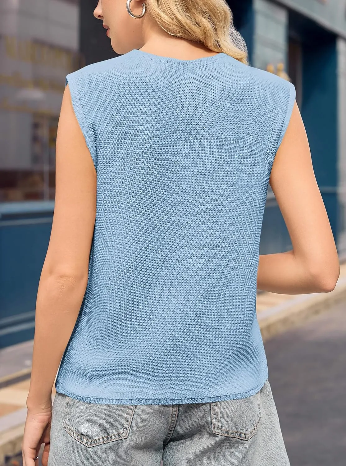 Yousify Women’s Tie Front Sweater Vest 2025 Summer Sleeveless Crochet Knit Tops Lightweight Cardigan Sweaters Outfits