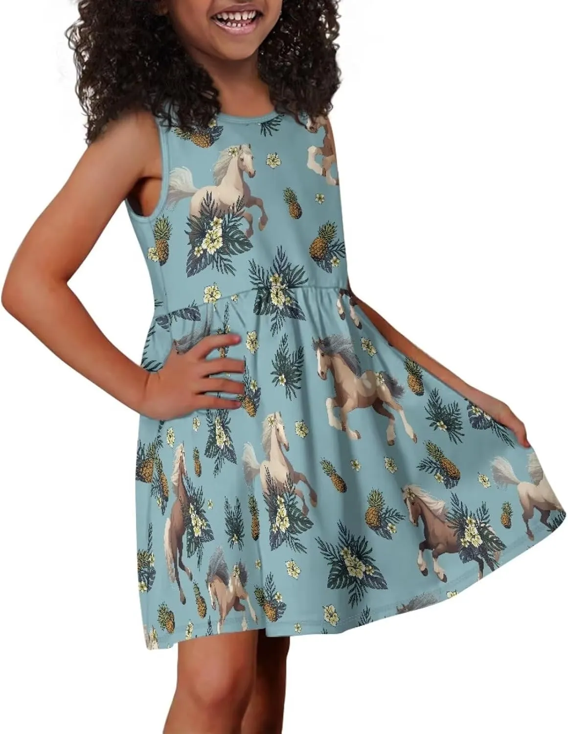 Ystardream Dress for Girls Cute Girl's Loose Casual Holiday Midi Dress