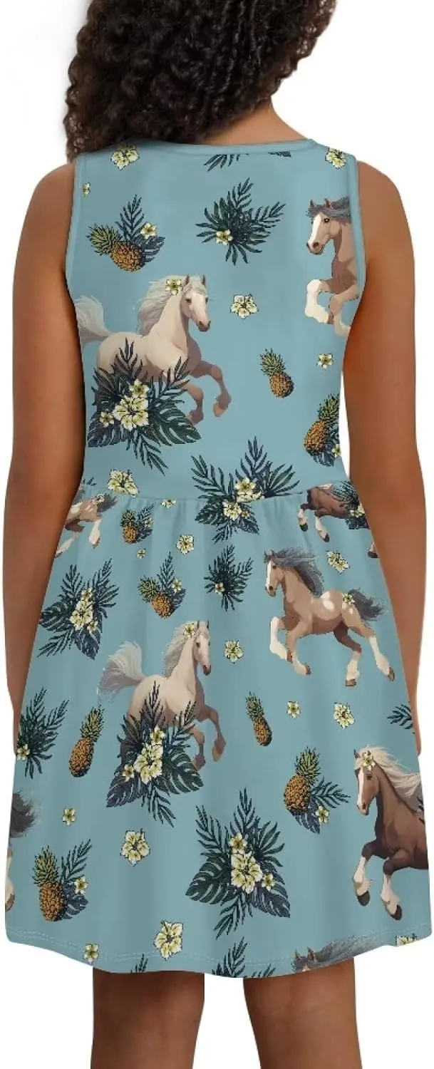 Ystardream Dress for Girls Cute Girl's Loose Casual Holiday Midi Dress