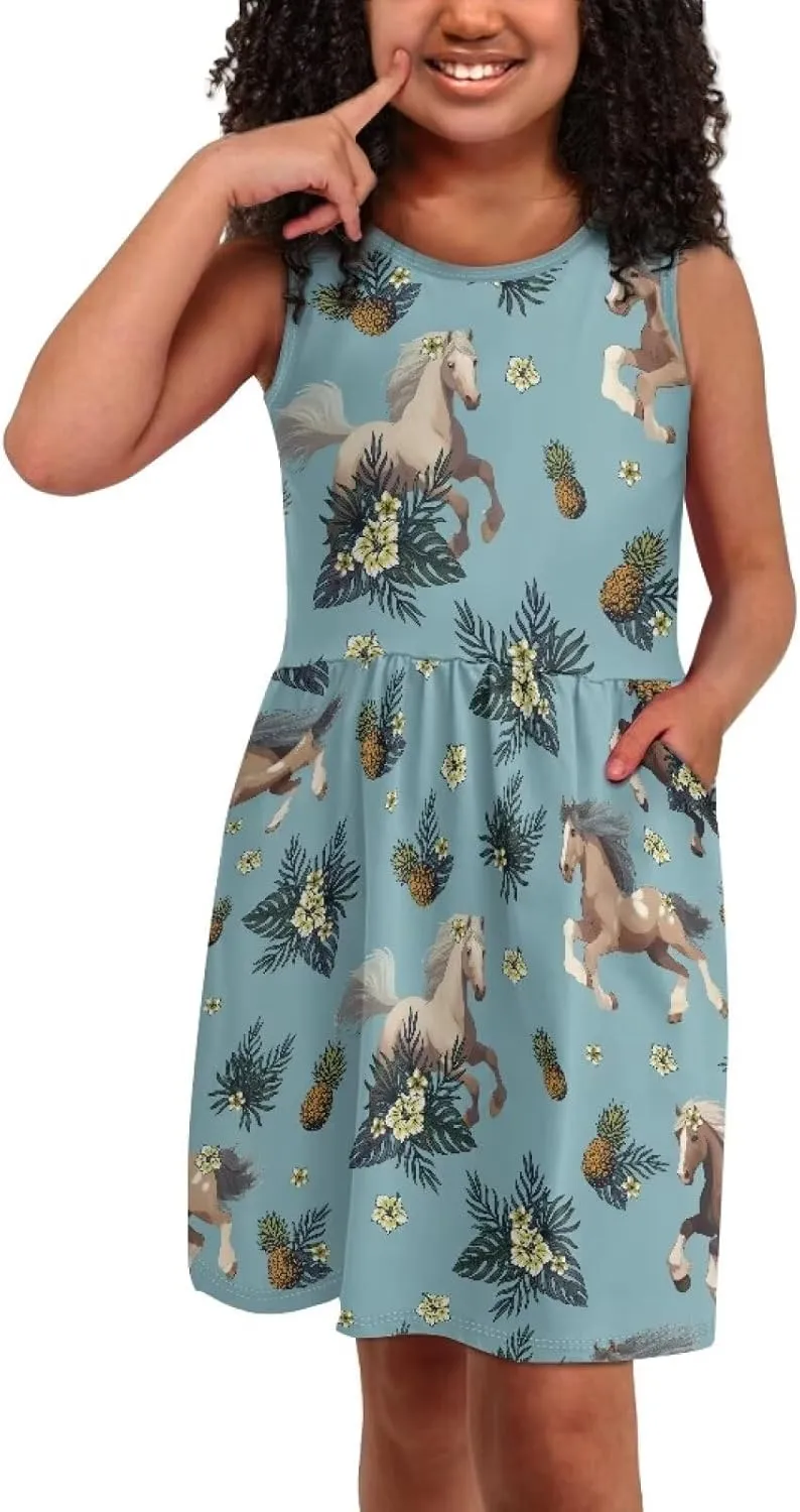 Ystardream Dress for Girls Cute Girl's Loose Casual Holiday Midi Dress