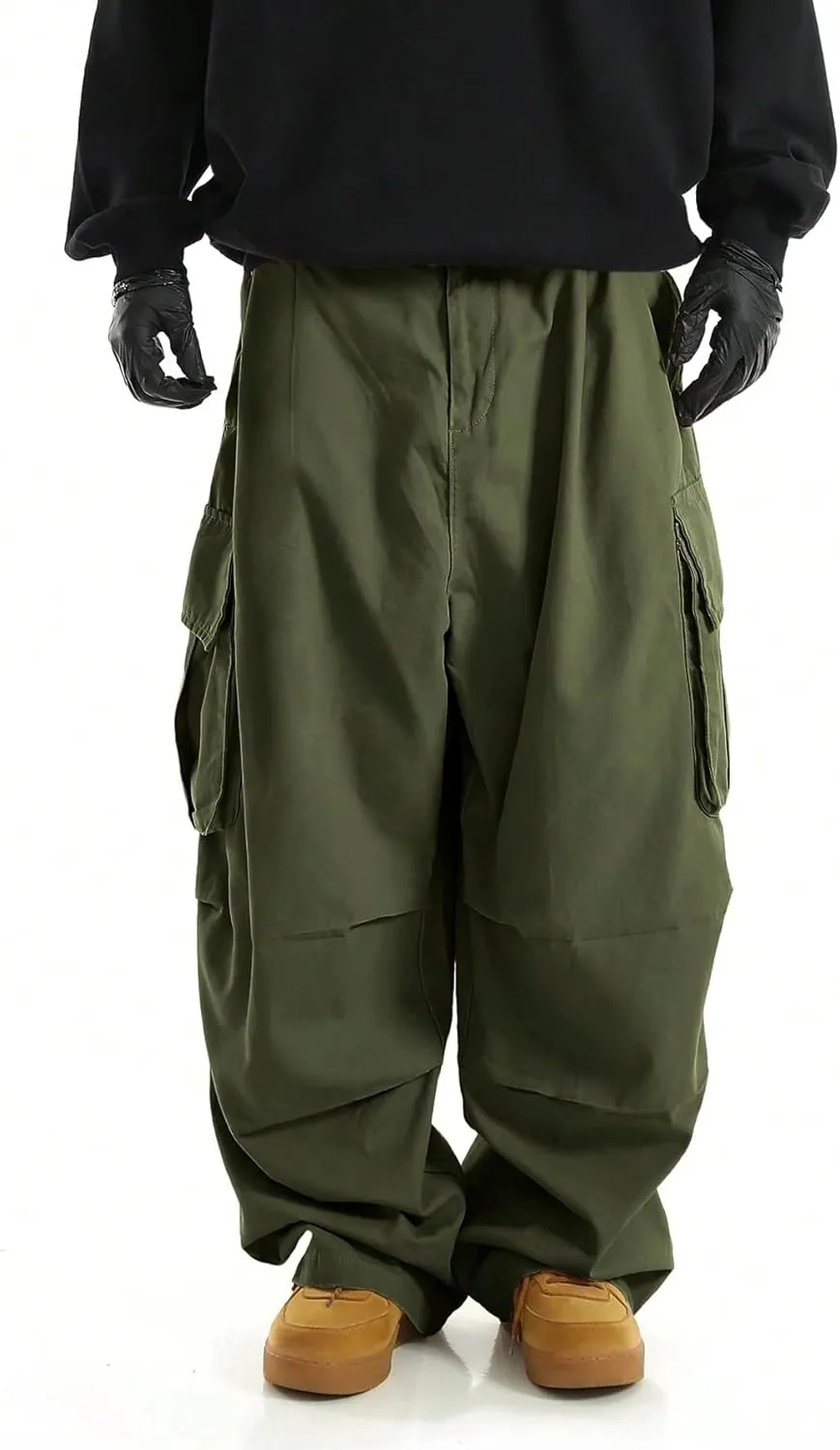 ZAFUL Men's Baggy Cargo Pants Casual Drawstring Loose Fit Hip Hop Pants Flap Pockets Trousers for Streetwear